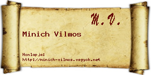 Minich Vilmos névjegykártya